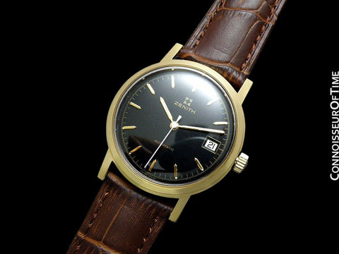 1960's Zenith Vintage Mens Waterproof Style Full Size Automatic Watch - 18K Gold Plated & Stainless Steel
