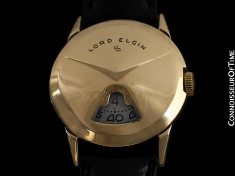 1950's Lord Elgin Direct Read "Chevron" Digital Jump Hour Watch - 14K Gold Filled
