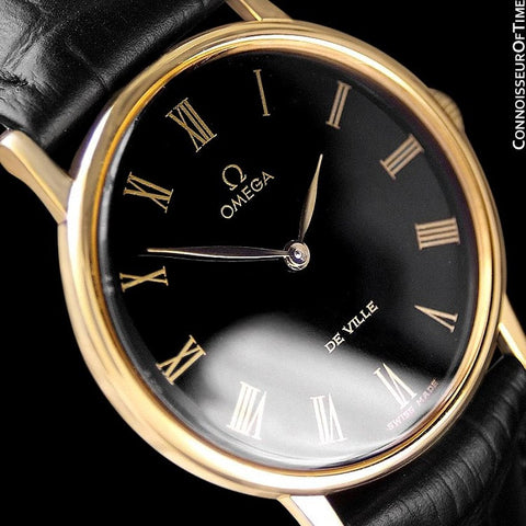 1979 Omega De Ville Vintage Mens Handwound Ultra Thin Dress Watch - 18K Gold Plated & Stainless Steel