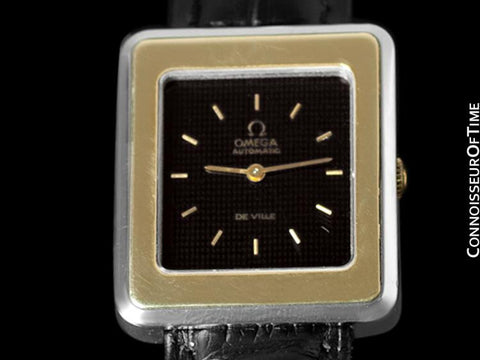 1975 Omega De Ville Vintage Mens Midsize Automatic Dress Watch - Stainless Steel & Solid 14K Gold Bezel