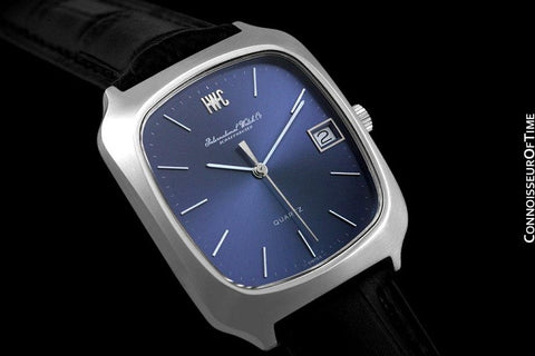 1978 IWC Vintage Mens Full Size Quartz Watch, Blue Dial with Date - Stainless Steel