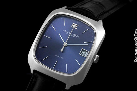1978 IWC Vintage Mens Full Size Quartz Watch, Blue Dial with Date - Stainless Steel