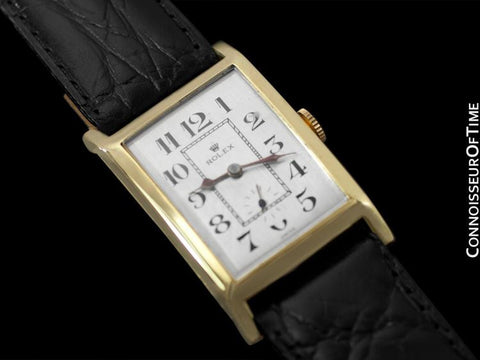 1933 Rolex Art Deco Vintage Mens Full Size Rectangular Watch - 14K Gold