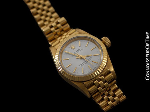 Rolex Ladies Oyster Perpetual Silver Dial Ref. 67197 - 18K Gold