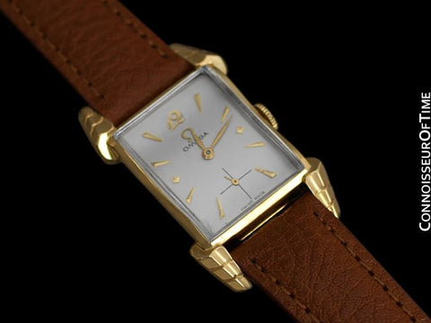 1950 Omega Vintage Mens Midsize Watch, 14K Gold - Exquisite Case