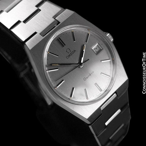 1972 Omega Geneve Vintage Mens Watch, Quick-Setting Date - Stainless Steel