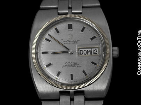 1970 Omega Constellation Vintage Mens Calendar Day Date Watch - Stainless Steel & 18K White Gold