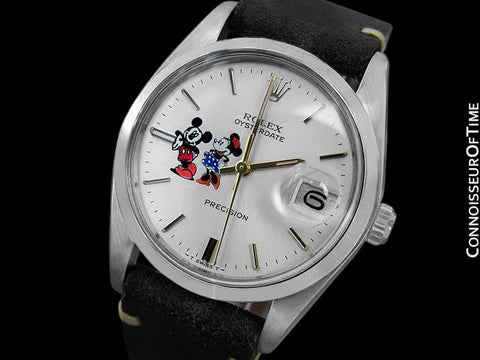 1977 Rolex Vintage Mens Oysterdate Date Watch with Mickey & Minnie Mouse Dial - Stainless Steel