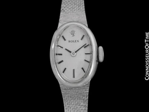 1970's Rolex Vintage Ladies Pre-Cellini Bracelet Dress Watch - 14K White Gold