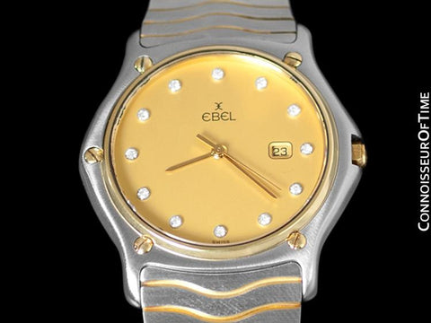 Ebel Classic Wave Unisex Mens Midsize - Stainless Steel, 18K Gold, and Ebel Factory Diamonds