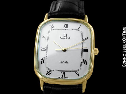 1983 Omega De Ville Vintage Mens Ultra Thin Dress Watch - 18K Gold Plated & Stainless Steel
