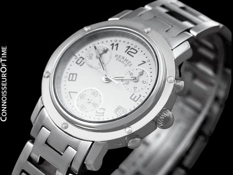 Hermes Mens Midsize / Ladies Clipper Chronograph Quartz Watch - Stainless Steel