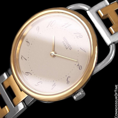 Hermes Arceau Midsize Unisex Bracelet Watch - 18K Gold Plated & Stainless Steel