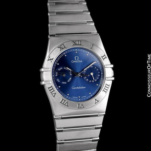 Omega Constellation Mens 35mm Day-Date Quartz Watch, Royal Blue Dial - Stainless Steel