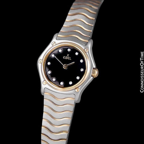Ebel Classic Wave Ladies Mini Watch - Stainless Steel & 18K Gold with Original Factory Set Ebel Diamonds