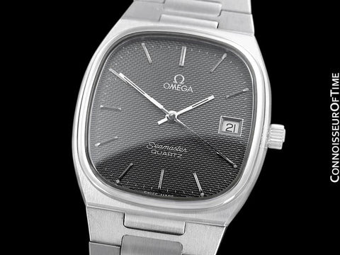 1980 Omega Seamaster Classic Vintage Mens Gray Dial Quartz Watch, Date - Stainless Steel