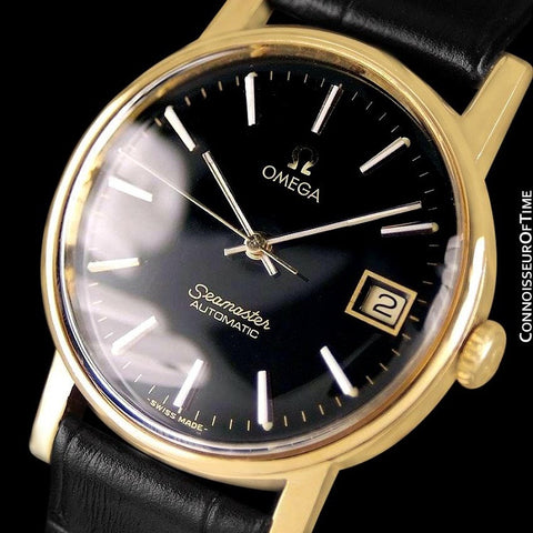 1975 Omega Vintage Seamaster Mens Watch, Automatic, Date - 18K Gold Plated & Stainless Steel