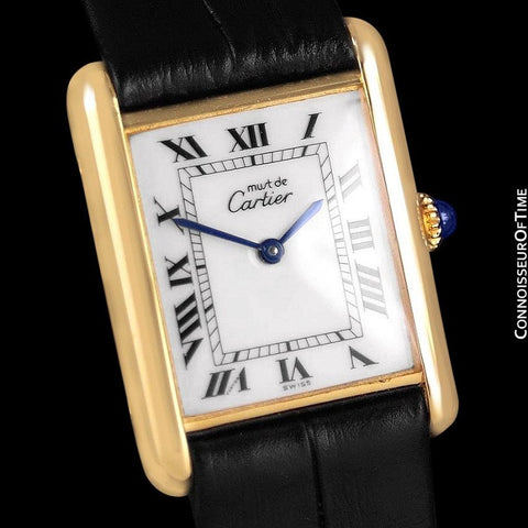 Cartier Vintage Mens Tank Mechanical Watch - Gold Vermeil, 18K Gold over Sterling Silver