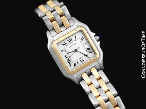 Cartier Panthere Two-Tone Mens "Jumbo XL" Watch, Date - Stainless Steel & 18K Gold