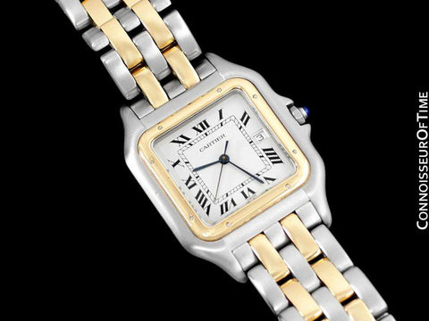 Cartier Panthere Two-Tone Mens "Jumbo XL" Watch, Date - Stainless Steel & 18K Gold