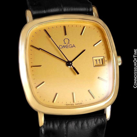 Omega De Ville Mens Midsize Dress Watch with Quick-Setting Date - 18K Gold Plated and Stainless Steel