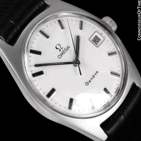 1970 Omega Geneve Vintage Mens Watch, Quick-Setting Date - Stainless Steel
