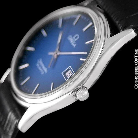 1983 Omega Seamaster Brest Vintage Mens Quartz Watch, Blue Vignette Dial - Stainless Steel