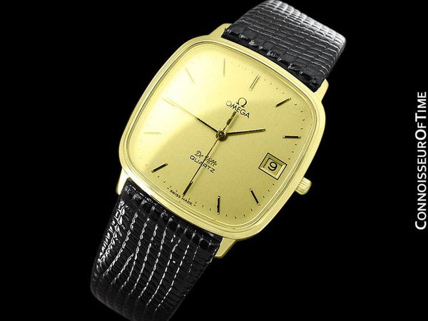 1980 Omega De Ville Classic Retro Mens Accuset Watch, Quick-Setting Hour, Date - 18K Gold Plated & Stainless Steel