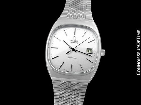 1978 Omega De Ville Classic Vintage Mens Silver Dial Quartz Watch, Date - Stainless Steel