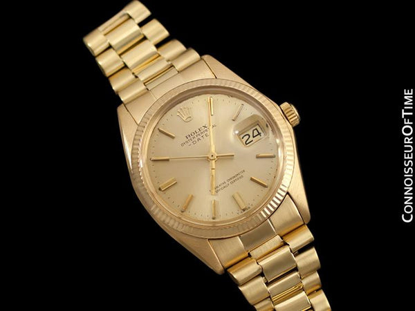 1972 Rolex Oyster Perpetual Date Mens Watch (Datejust President Bracelet), Champagne Dial - 18K Gold