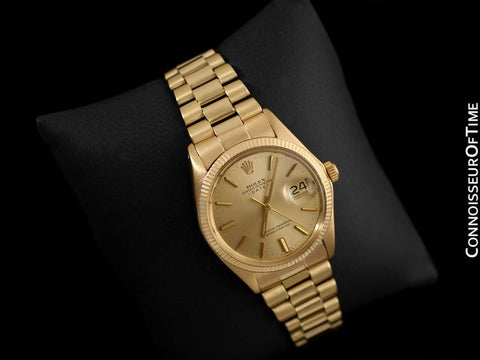 1972 Rolex Oyster Perpetual Date Mens Watch (Datejust President Bracelet), Champagne Dial - 18K Gold