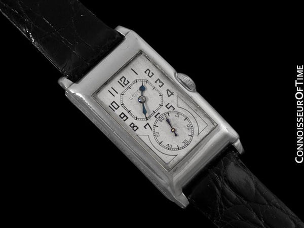 1930 Gruen Vintage Techni - Quadron / Rolex Prince Watch, 14K White Gold-Filled - Doctor's Watch