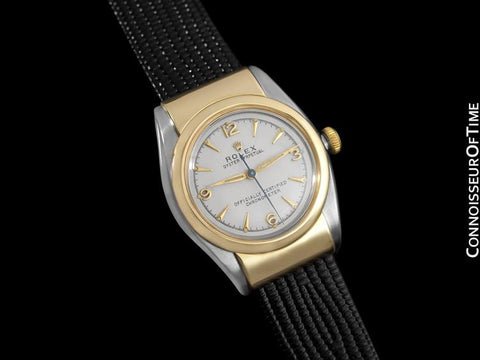 1940's Rolex Vintage Oyster Perpetual Bubble Bubbleback Ref. 3065, Gold & Stainless Steel - Hooded Model