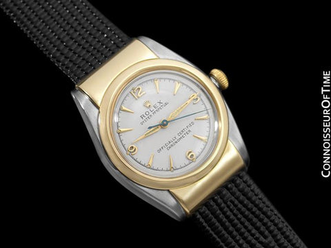 1940's Rolex Vintage Oyster Perpetual Bubble Bubbleback Ref. 3065, Gold & Stainless Steel - Hooded Model