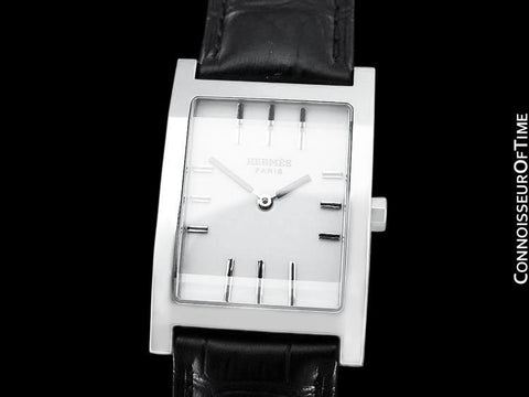 Hermes Mens Unisex Tandem Rectangular Watch Ref. TA1.710 - Stainless Steel
