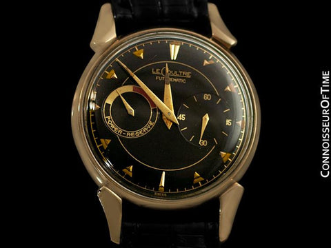 1953 LeCoultre Futurematic Vintage Mens Black Dial Watch, Bullhorn Lugs - 10K Gold Filled