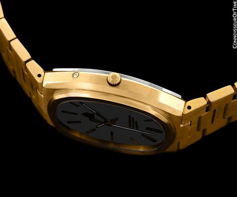 1970's Omega Constellation Chronometer Cool Vintage Mens Quartz Bracelet Watch - 18K Gold Plated & Stainless Steel