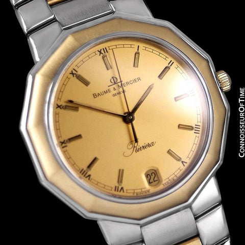 Baume & Mercier Mens Riviera Two-Tone Watch - Stainless Steel and Solid 18K Gold