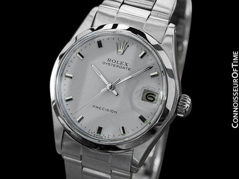 1970 Rolex Vintage Midsize 30mm Oysterdate Precision Date Watch - Stainless Steel