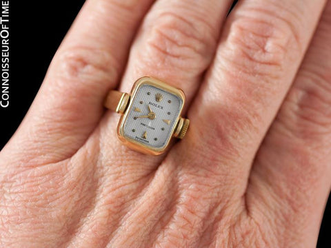 1960's Rolex Vintage Ladies Watch, 18K Gold - Very Rare Ring Watch