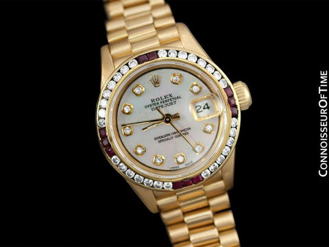 Rolex Ladies President Datejust, 69178 - 18K Gold, Rubies & Diamonds