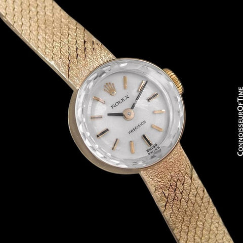 1980's Rolex Vintage Ladies Bracelet Dress Watch - 14K Gold