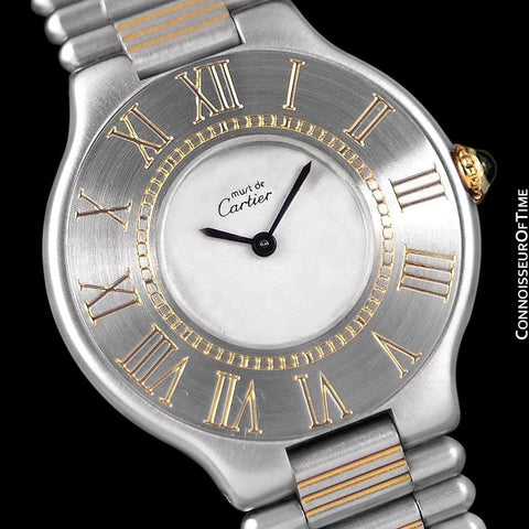Cartier Must De 21C Mens Midsize Unisex Watch - Stainless Steel and 18K Gold