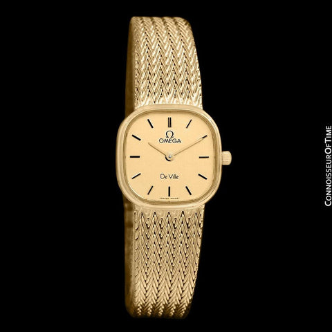 Omega De Ville Ladies Bracelet Dress Quartz Watch - 18K Gold Plated & Stainless Steel
