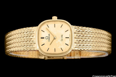 Omega De Ville Ladies Bracelet Dress Quartz Watch - 18K Gold Plated & Stainless Steel