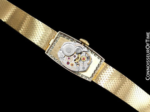 1980's Rolex Ladies Vintage Dress Bracelet Watch - 14K Gold & Diamonds