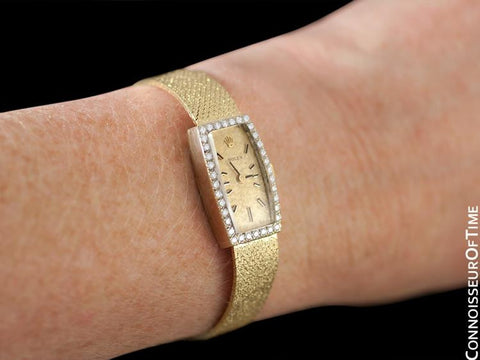 1980's Rolex Ladies Vintage Dress Bracelet Watch - 14K Gold & Diamonds