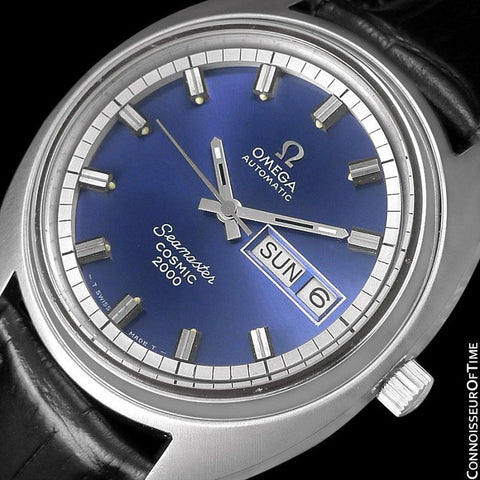 1970's Omega Seamaster Cosmic 2000 Vintage Mens Large Dive Watch, Automatic, Day Date - Stainless Steel