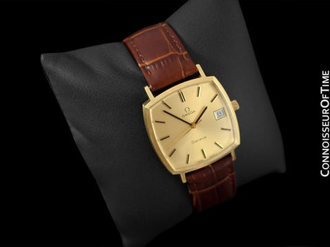 1974 Omega Geneve Vintage Mens Handwound Watch with Quick-Setting Date - 18K Gold