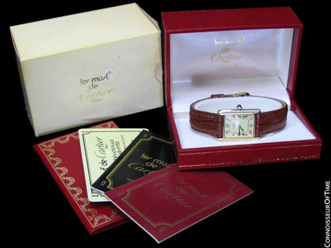 Cartier Vintage Mens Tank Mechanical Watch - Gold Vermeil, 18K Gold over Sterling Silver - Box & Papers